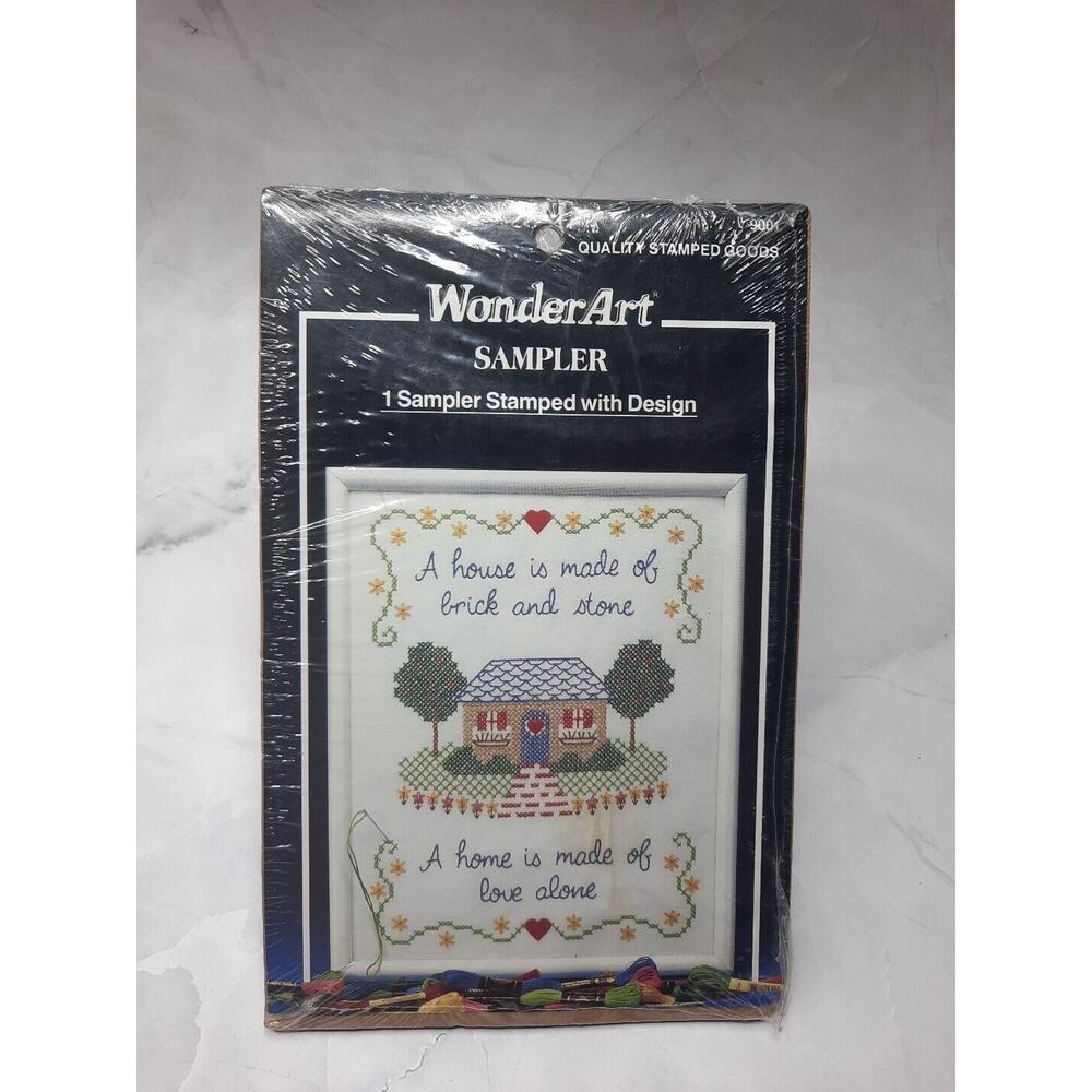 WonderArt Stamped Sampler House And Home 9001 Stitch or Paint 11x14